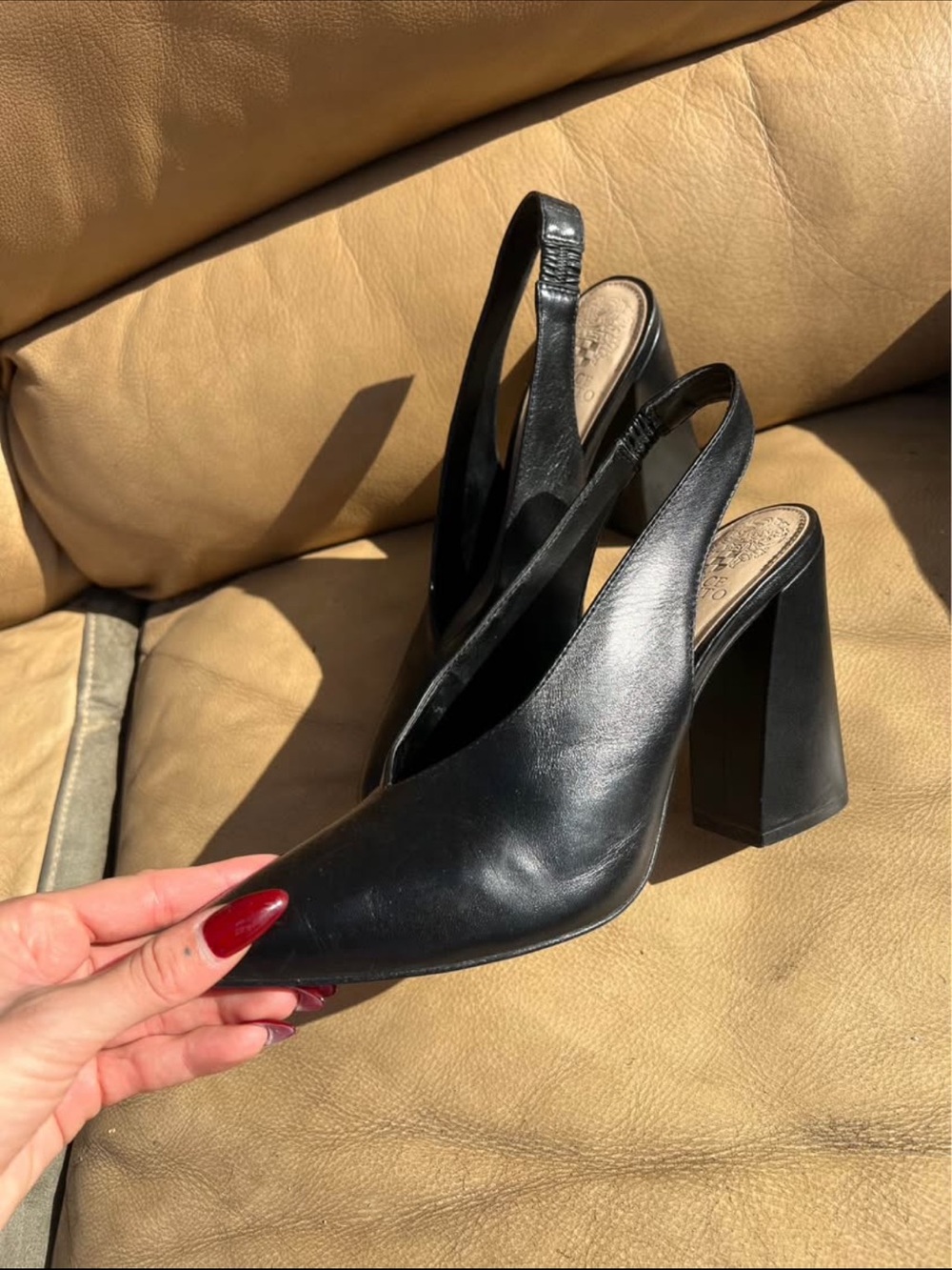 Vince Camuto Leather Slingback Heels Sz 9🖤✨